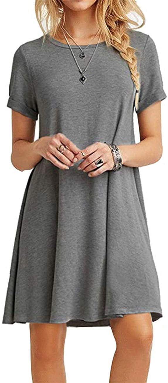 Women's Casual Plain Simple T-Shirt Loose Dress | Walmart Canada